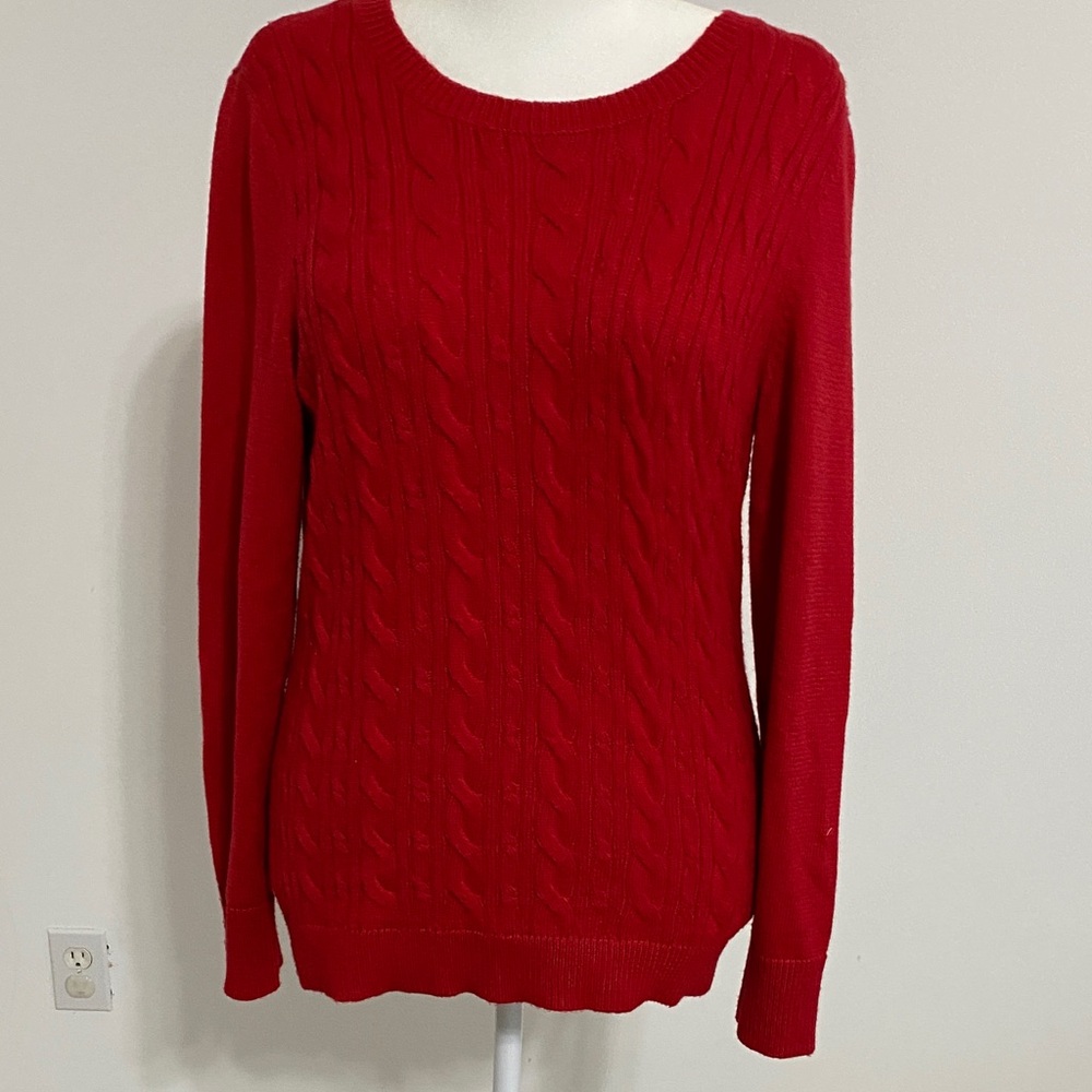 Talbots Vibrant Red Cable Knit Sweater